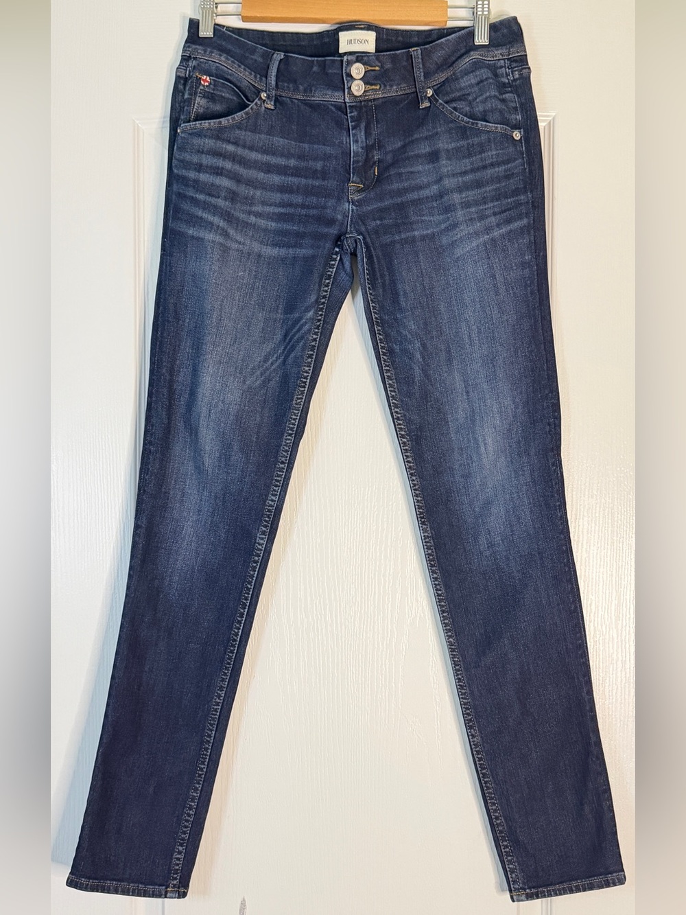 Hudson Collin Jeans Womens 27 Double Button Mid Rise Dark Wash Stretch Denim